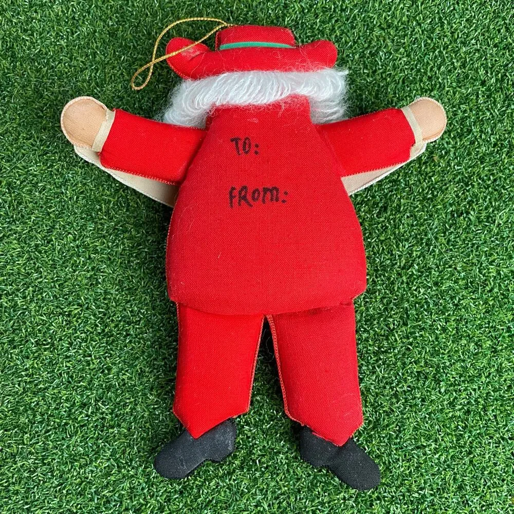 Vintage Midcentury Christmas Hand Painted Santa Ornament Happy Holidays Yall
